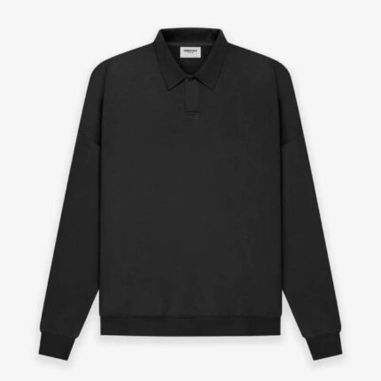 ESSENTIALS Fear of God Long Sleeve Polo Sweatshirt Black