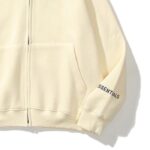 Essentials Reflective Zip-up Print Hoodie Oversized Cream