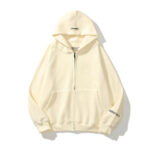 Essentials Reflective Zip-up Print Hoodie Oversized Cream